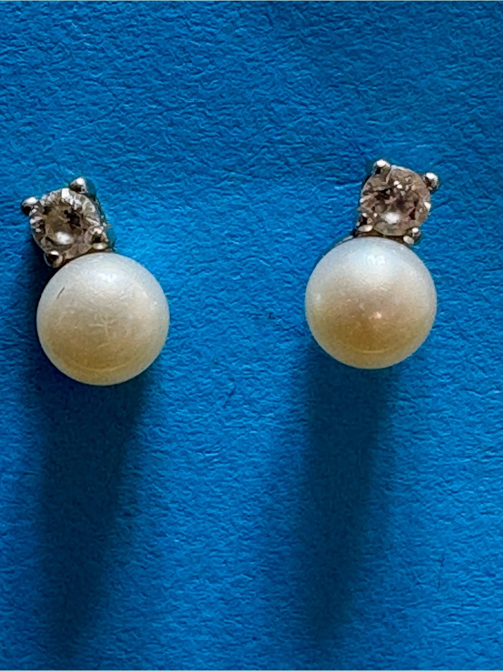 Genuine Classic Pearl Sterling Cubic Zirconia Drop Stud Earrings Dainty Chic - Picture 3 of 9